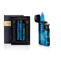 ❅ Cigar Lighter Windproof Mini Pocket 3 Jet Torch Blue Flame Butane Gas Torch Cigarette Lighters Cigar Accessories with Needle