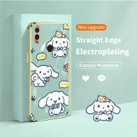 เคสโทรศัพท์ชุบด้วยไฟฟ้าลายสุนัขน่ารักสี่เหลี่ยมใหม่สำหรับ Xiaomi Redmi Note 7 Note7 Pro 7S 8 9S 9 Pro Max 10 Lite 10X Poco M2 Pro ฝาครอบหลังซิลิโคนปกป้องเลนส์บางเฉียบป้องกันน้ำ