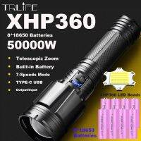 50000W Most Powerful LED Flashlight XHP360 USB Lanterna Long Shot Zoomable Torch Waterproof Aluminum Light 20800MAH Output Lamp