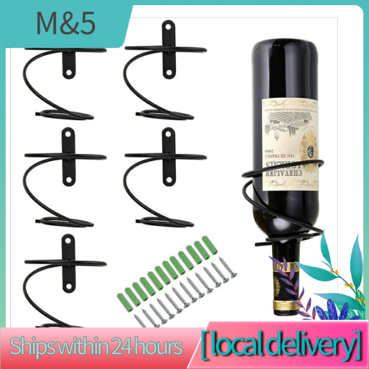 【13 Days Delibery】 Wall Mounted Iron Wine Rack Bottle Champagne Glass