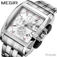 ⌚ นาฬิกา Megs MEGIR steel belt man watches sports outdoor square watch 2018 mens watch