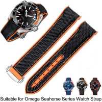 นาฬิกาข้อมือสำหรับ Omega 300 SEAMASTER 600ดาวเคราะห์มหาสมุทรหัวเข็มขัดพับได้สายไนลอนซิลิโคนอุปกรณ์เสริมนาฬิกาสายนาฬิกาข้อมือ