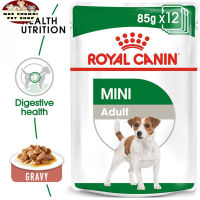 สุดปัง ส่งฟรี ? [ยกกล่อง 12 ซอง] Royal Canin Mini Adult Pouch Gravy อาหารเปียกสุนัขโต พันธุ์เล็ก อายุ 10 เดือน - 12 ปี (ซอสเกรวี่, Wet Dog Food, โรยัล คานิน) ?