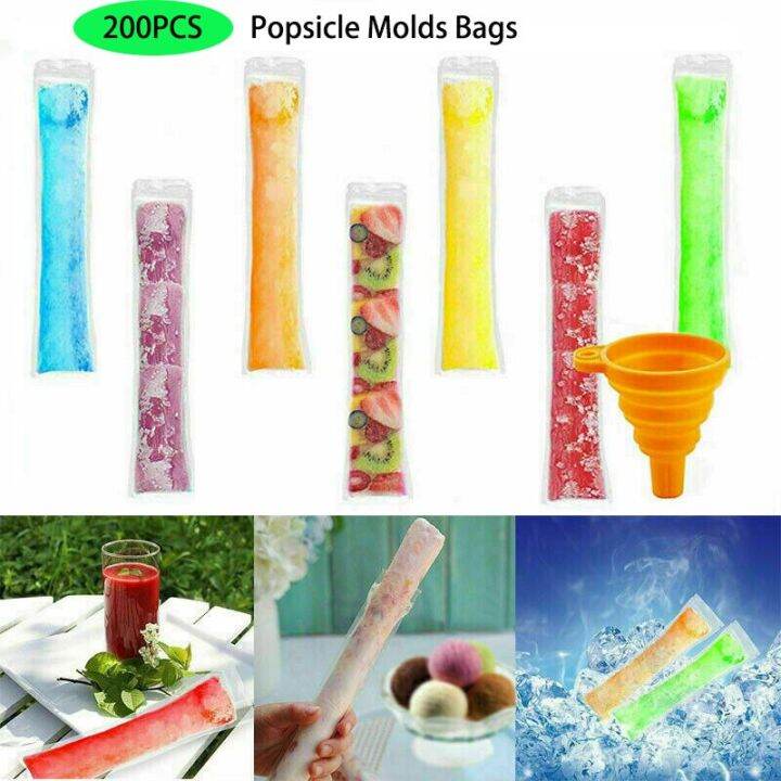 200Pcs Disposable Ice Popsicle Molds Bags ZipLock Pouch Freeze Pops