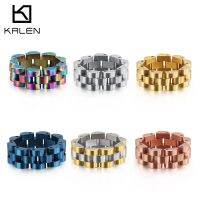 KALEN แหวนโซ่จักรยานที่มีสีสันร็อคสำหรับผู้ชายผู้หญิงขนาด6-10สแตนเลส8มม. โซ่ลิงค์นิ้วแหวนสำหรับนักขี่จักรยานชาย