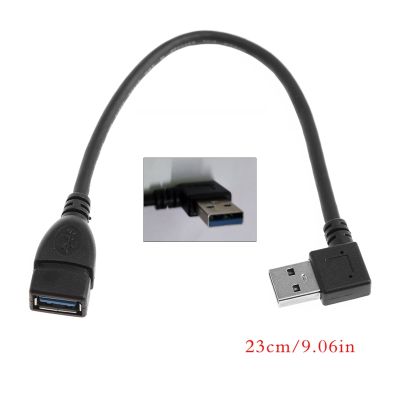 USB 3.0ชายกับหญิงส่วนต่อขยายสายเคเบิลข้อมูลมุมขวา90องศาอะแดปเตอร์ความเร็วสูง USB Extender สายไฟ (23เซนติเมตร/9.26 )