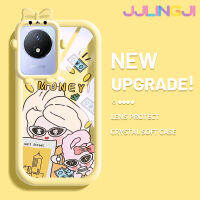 Jjlingji เคสสำหรับ VIVO Y02 Y11 Y02A เคส2023ลายการ์ตูนเด็กผู้หญิงเงินน่ารักสีสันสดใสเลนส์กล้องถ่ายรูปแบบนิ่มสัตว์ประหลาดน้อยซิลิโคนเคสใสแบบเรียบง่ายกันกระแทกแบบใสเคสป้องกัน