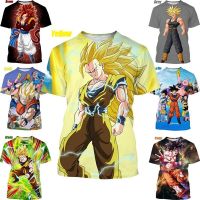 2023 newnew แฟชั่นอะนิเมะ 3D พิมพ์ goku เสื้อยืดสบายๆเยาวชน unisex Harajuku Saiyan รอบคอหัวข้อ