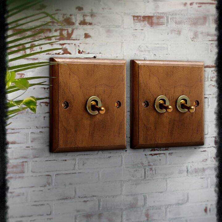 86 Type 1-4 Gang 1 Way 2 Way Black Walnut Panel Retro Toggle Switch ...