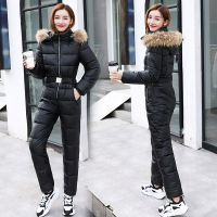 One Piece Outfit Ski Suit Women Jacket Winter Jumpsuit Female Parka Hooded Cotton Bodysuit Zipper Overalls For Woman Tracksuits