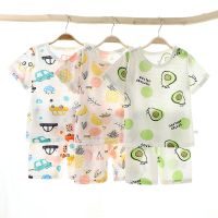 New Summer Children Home Clothing Pajamas Suit Cotton Cute Cartoon Thin Section Kids Boys Girls Sleepwear Two-piece Clothe Set