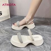 Atikota Nữ Đế Bằng PU Thời Trang Đế Dày Chống Trơn Trượt Nữ Đi Biển Cho