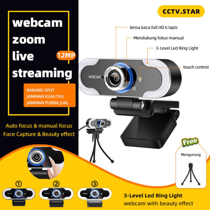 【Ready Stock】cam Laptop Ring Light cam 1080p Kamera Laptop Untuk Zoom Camera Zoom Meeting