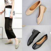 Square head thick heel medium heel r granny shoes new style single shoes Korean Edition Four Seasons female Doudou shoes