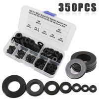 350pcs New 7 Sizes Black Nylon Flat Washer Assortment Kit M2/M2.5/M3/M4/M5/M6/M8 Hardware Accessories Fasteners