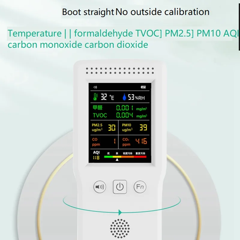 Handheld Portable Air Quality Detector 9 In 1 Temperature Humidity PM2.5  PM10 HCHO TVOC CO2 AQI M 