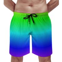 Ombre Shaded Board Shorts เอวยางยืดกางเกงชายหาดขนาดใหญ่ Rainbow Neon Males กางเกงว่ายน้ำคุณภาพ...