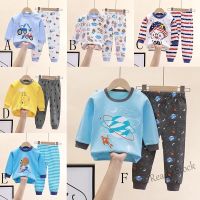 【Ready Stock】 ◊♀❣ C22 Korean Childrens Underwear Set Cotton Boy Girl Round Neck Shoulder Buckle Long Sleeve