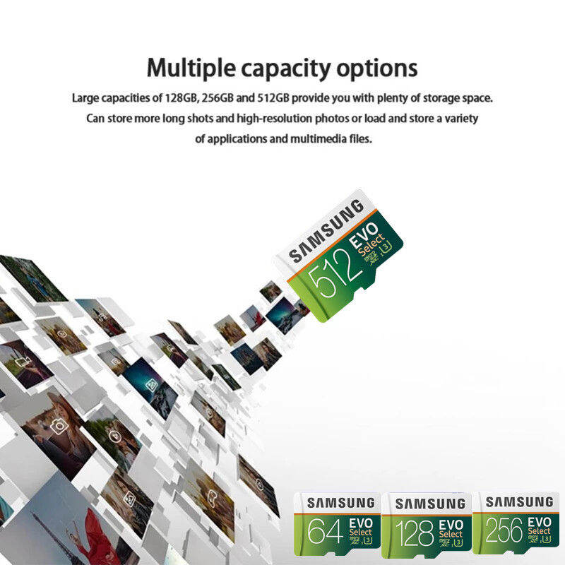 Original Samsung SD Card 128GB 256GB 512GB 1TB Memory Card Class10 TF Card TF Card Minisd Flash