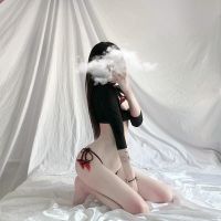 Sexy Lingerie Anime Cosplay Little Devil Underwear Uniform Top Shorts Tie Long Sleeve Tops Home Sex Lovely Pajamas 18 Women Suit