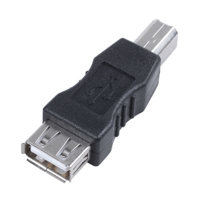 USB printer adapter type A female - type B male black silver tone