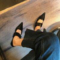 gsi y e toe low-heeled sgle shoes h one word le pean and retro shoes look slim -GGX23722❀