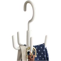 Rotating four-claw hook wardrobe hanging bag bag hat scarf storage artifact multi-functional dormitory wall rack shelf