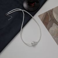 [COD] trendy pearl necklace Baroque style rice-shaped clavicle chain cold personality