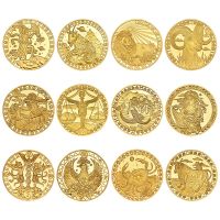 WR 12 Constellations Zodiac Gold Plated Collectible Coin Original Coins Set Holder Challenge Coin Creative Gift Dropshipping2019