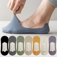 5pairs Mens Socks Cotton Breathable Summer Ultra-thin No Show Ice Silk Sock Silicone Non-slip Bottom Absorb Sweat Men Boat Sock Socks