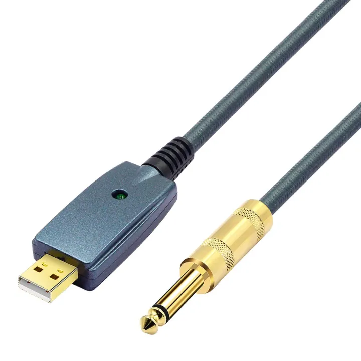 USB to Guitar Cable Interface Male to 6.35mm Jack Electric Guitar ...