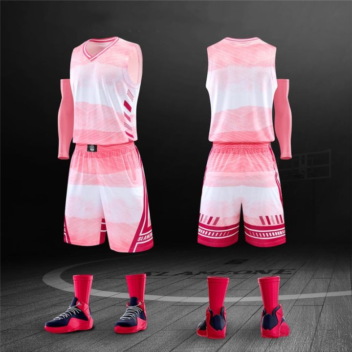 Breathable new men's cheap throwback basketball jersey sets blank