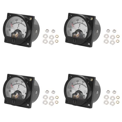 4X AC 0-300V Round Analog Dial Panel Meter Voltmeter Gauge Black