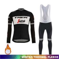 【CW】 2022 Trek NEW Winter Thermal Fleece Cycling Clothes Set Men Long Sleeves Jersey Suit Outdoor Riding Bike MTB Clothing Bib Pant