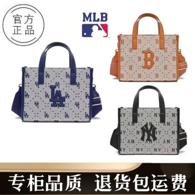 MLBˉ Official NY ML New Mens and Womens Commuter Tote Bag One Shoulder Messenger NY Couple Portable Canvas Classic High-end Big Bag
