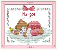 【CC】 Sleeping baby bear  cross stitch kit cartoon animal birth record boy girl 14st stitches embroidery handmade needlework