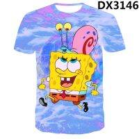 New Summer Short Sleeve SpongeBob T-shirt Digital 3d Print mens Short sleeve T-shirt