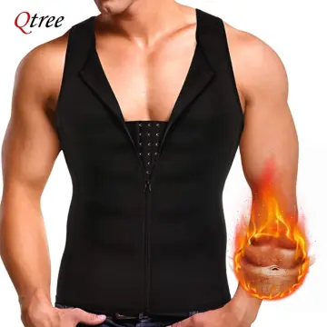 Men 2-in-1 Waist Trainer Vest, Sweat Body Shaper Tank Top