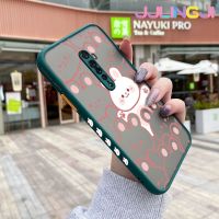 Jjlingji เคสสำหรับ OPPO Reno 2 Reno 2F Reno 2Z Reno2 F Reno2 Z ลายการ์ตูนกระต่ายมีความสุขบางขอบสี่เหลี่ยมด้านข้างดีไซน์ใหม่กันกระแทกมีน้ำค้างแข็งโปร่งใสแข็งปลอกซิลิโคนคลุมทั้งหมดกล้องป้องกัน Softcase