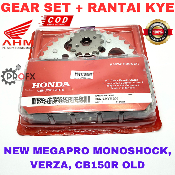 GEAR RANTAI SET MEGA PRO MONO NEW, VERZA, CB150 R LAMA HONDA KYE