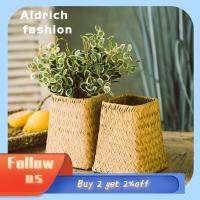 ALDRICH FASHION หลอดดูดน้ำ ตะกร้าดอกไม้ตะกร้า สีเขียวอ่อน สีเหลืองทาเล็บ กล่องเก็บของเล่น แบบพกพาได้ พับเก็บได้ ตะกร้าไม้ไผ่พืช สวนในสวน