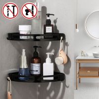 Bathroom triangular black aluminum with hook toilet corner rack hole no hanging wall storage rack shower storage rack Accessorie Bathroom Counter Stor