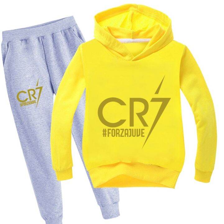 เสื้อผ้า-cr7มีฮู้ดกางเกงเหมาะสำหรับกีฬาและพักผ่อนของขวัญวันเกิดคริสต์มาสเด็กสำหรับฤดูใบไม้ผลิและฤดูใบไม้ร่วง