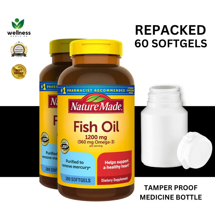 Nature Made Fish Oil Omega 3 Fatty Acid 60 Softgels [REPACKED FROM