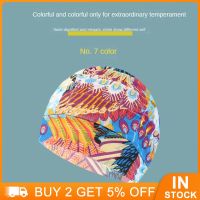 【CW】Multifunction Swimming Cap Summer Breathable Caps For Swim Flowers Printed Long Hair Ear Protection Elastic Swim Pool Colorful