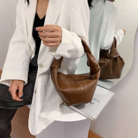 Womens Small Bag 2021 New Half Round Design Handbag Vintage Crossbody Messenger Solid Color Simple Soft Bag B007