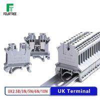 UK Wire Terminal Blocks Universal Wiring Cable Row Connection Brass DIN Rail Screw Terminal Block Strips 2.5/4/6/10mm2 Wire