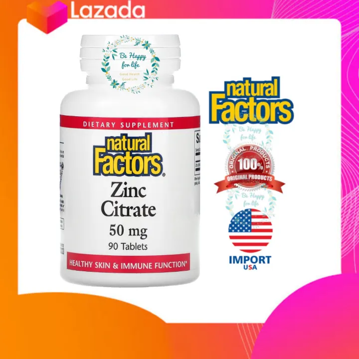 Natural Factors , Zinc Citrate , 50 mg, 90 Tablets Lazada.co.th
