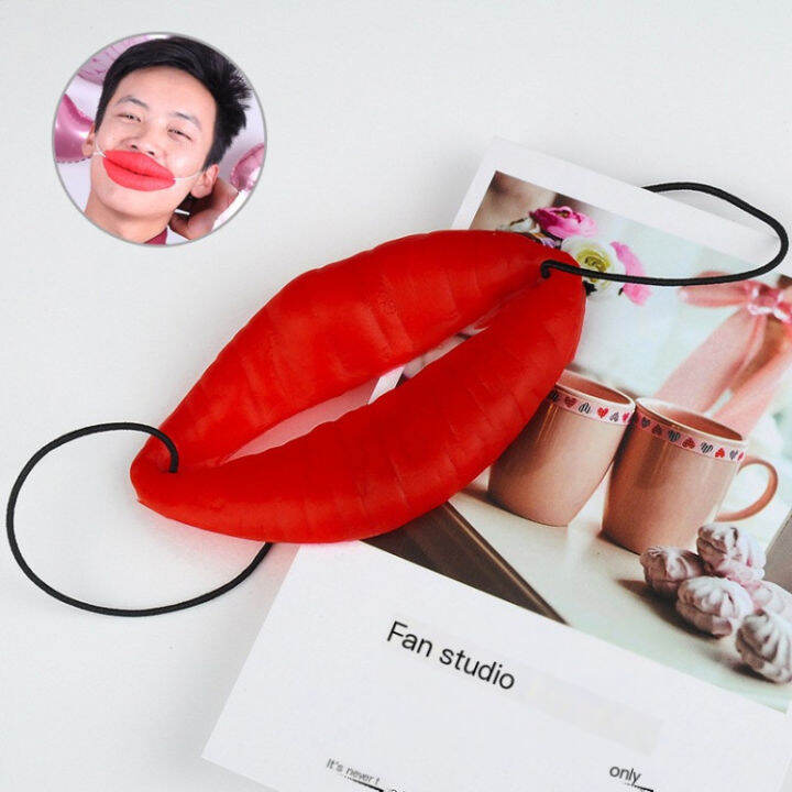 Party Red Lip Prop Sausage Shape Prank Red Lips Photobooth Props Set