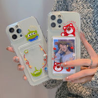 Cute Cartoon Shockproof Card Holder Soft Phone Casing For Iphone 7 8 SE 2020 2022 7 8 Plus XS X XR XS Max Transparent Shell Iphone 11 12 13 12 13 Mini